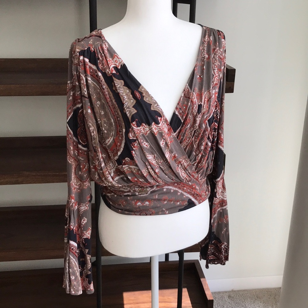 Free People Long Bell Sleeve Top